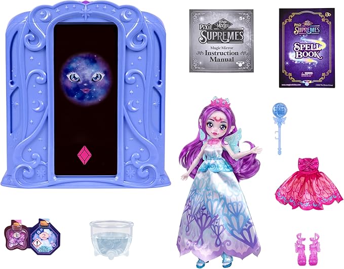 Magic Mixies Pixie Supremes Magic Mirror. Skylar The Deluxe Butterfly Pixie. 2 Unique Outfits. Mix Magic Potion to Reveal Premium 10.5" Pixie Supreme Doll. 50+ Lights & Sounds. Amazon Exclusive