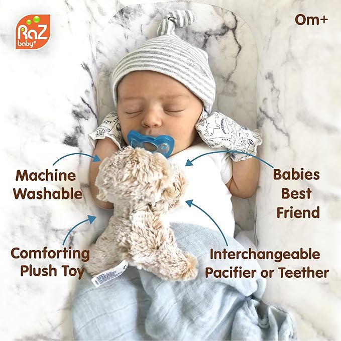 RaZbaby JollyPop Pacifier, Holder w/Detachable Baby Pacifier 0M+, 100%