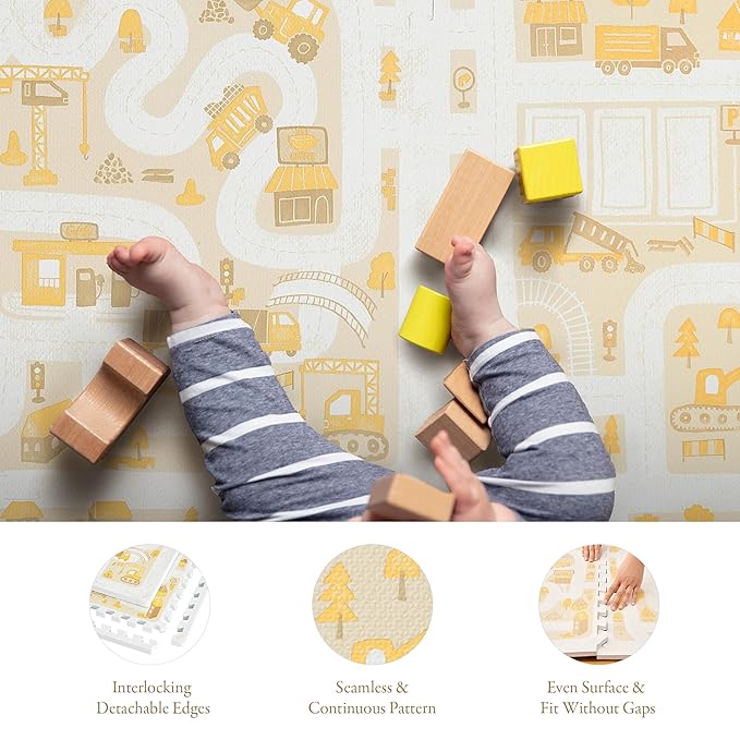 Premium Exercise & Baby Foam Play Mats - Stylish & Large Non-Toxic Odorless Floor Mat 6 Tiles 6ft x 4ft -