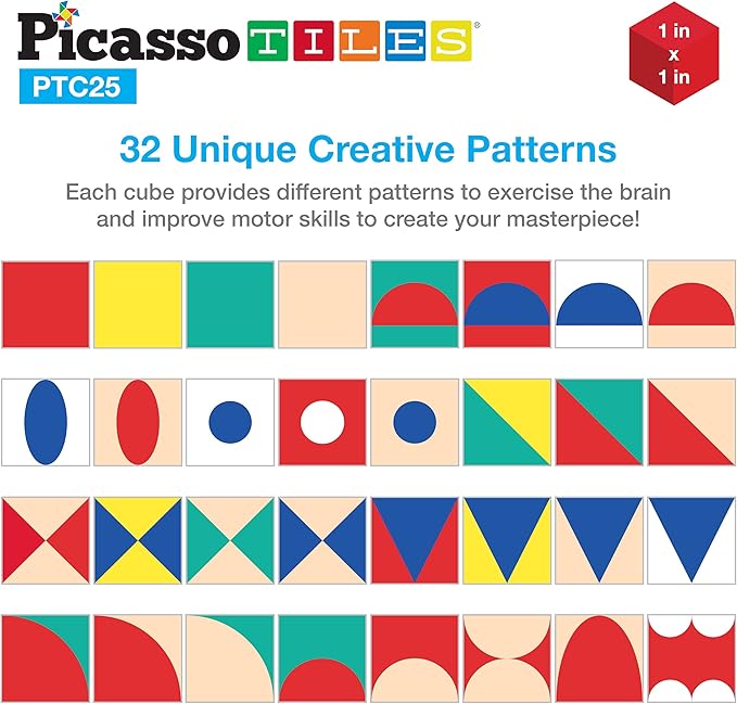 PicassoTiles Infinite Magnetic Puzzle Magic Cube Easy-Connect Brain Teaser Toy 150+ Inspirations Age3+ PTC25