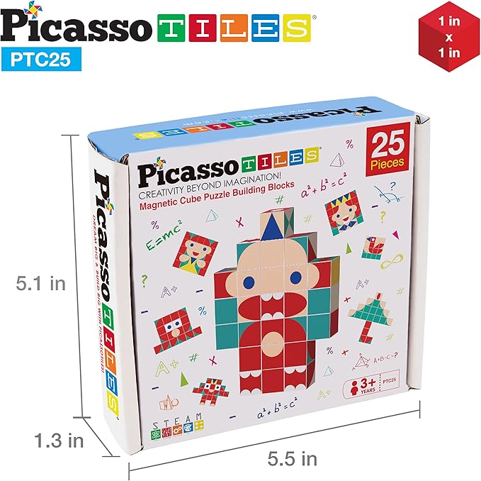 PicassoTiles Infinite Magnetic Puzzle Magic Cube Easy-Connect Brain Teaser Toy 150+ Inspirations Age3+ PTC25