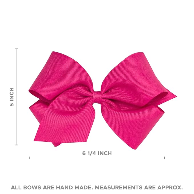 Wee Ones Girls' Grosgrain Hair Bow with Moonstitch Edge and Country Club Inspired Embroidery on a WeeStay Hair Clip, King
