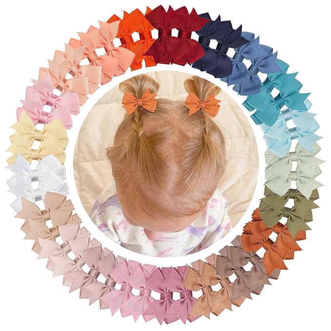 CLLOT Hair Bows, 42PCS 2" Fully Lined Bows Clips for Girls