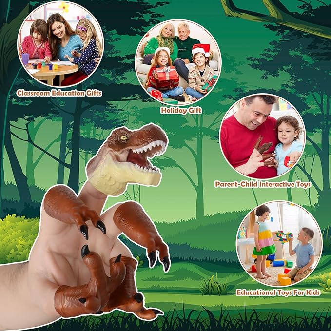 HugOutdoor New T-Rex Dinosaur Finger Puppet Toy Cosplay Novelty Christmas
