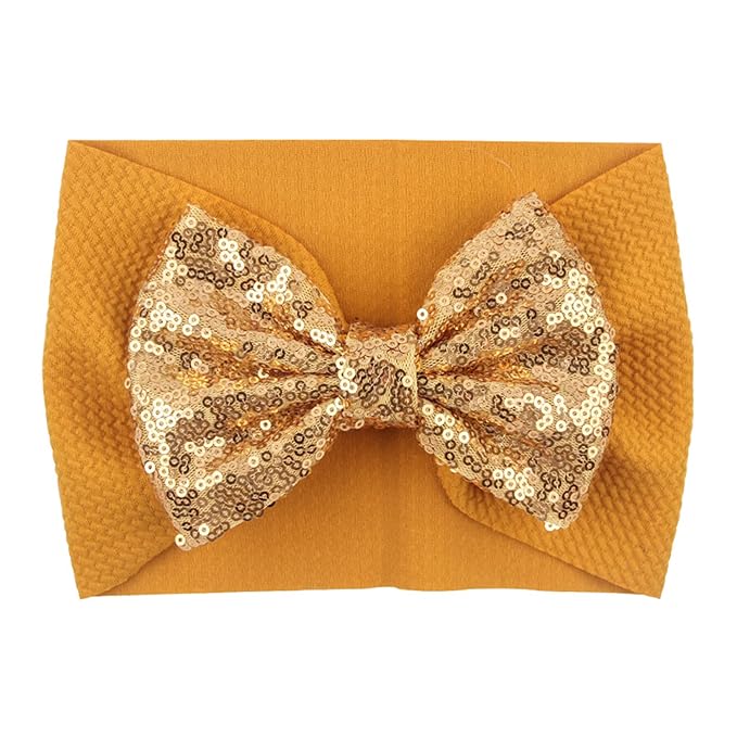 Glitter Bows for Baby Girls Headband, Newborn Bows Headbands Baby Accessories.(FD117) (Gold