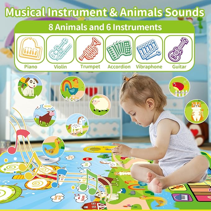 1 Year Old Boy Toys, 3 in 1 Musical Toys for Toddlers 1-3 Piano Keyboard 2 Drum 12-18 Months 1 2 3 Year
