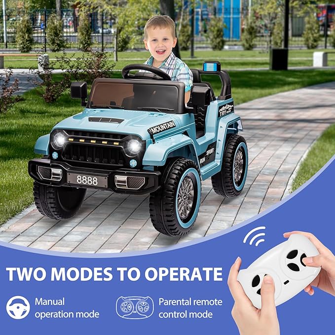 Hetoy Kids Ride On Truck Car, 12V Battery Powered Electric Car w/Parent Remote Control 3 Speeds,