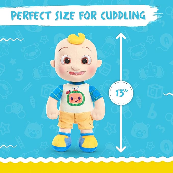 Just Play Cocomelon 100% Recycled Materials 13-inch JJ Plush Stuffed Doll, Super-Soft and Huggable, Kids Toys for Ages 18 Month (Pack of 4)