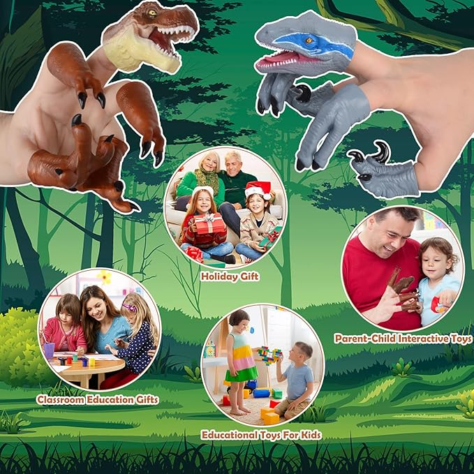HugOutdoor New T-Rex & Velociraptor Dinosaur Finger Puppet Toy Cosplay