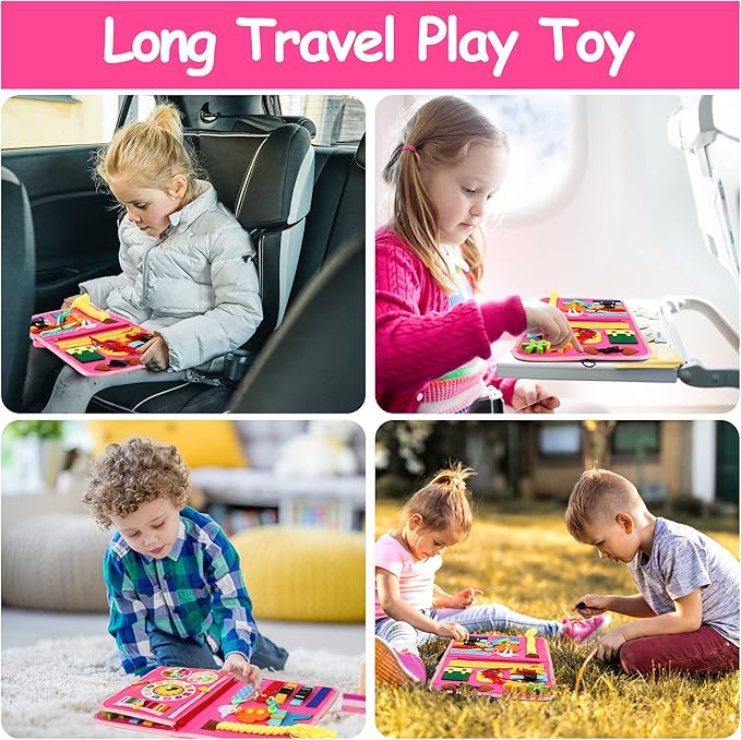 Busy Board for Toddlers, Montessori Toys Developing Sensory Activity Book 3-12 Year