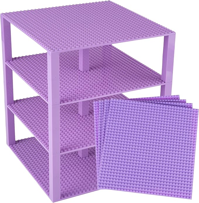 Strictly Briks 4 Pack Classic Stackable Baseplates 10x10 in, Building Bricks Plates with 32 x 32 Studs 100% Compatible 4 Plates 30 Stackers,