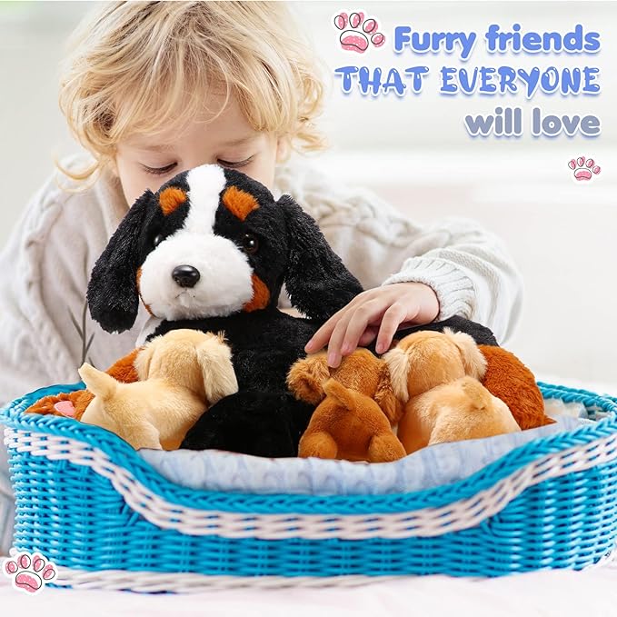 HyDren Nurturing Bernese Mountain Dog Plush Toy Set 15 Inch 4 Stuffed