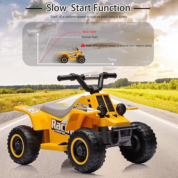Hetoy 6V Kids Ride On Electric ATV, Ride Car with LED Headlights 1-3 Boys