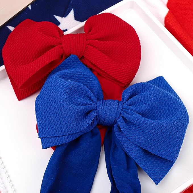 YanJie Baby Headbands Red Hair Bow Blue Headband Baby Bow 0-6 Months