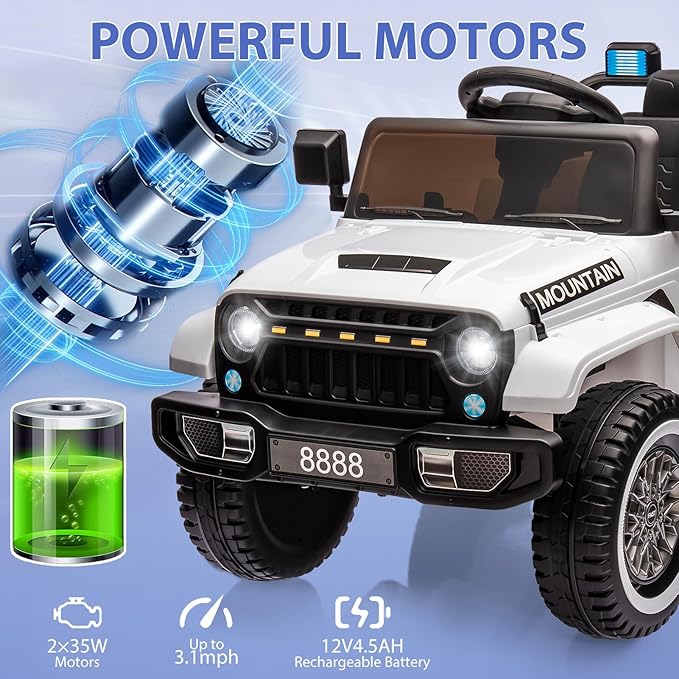 Hetoy 12V Kids Ride On Truck Car, Battery Powered Electric Car w/Parent Remote Control 3 Speeds, 4 Wheeler
