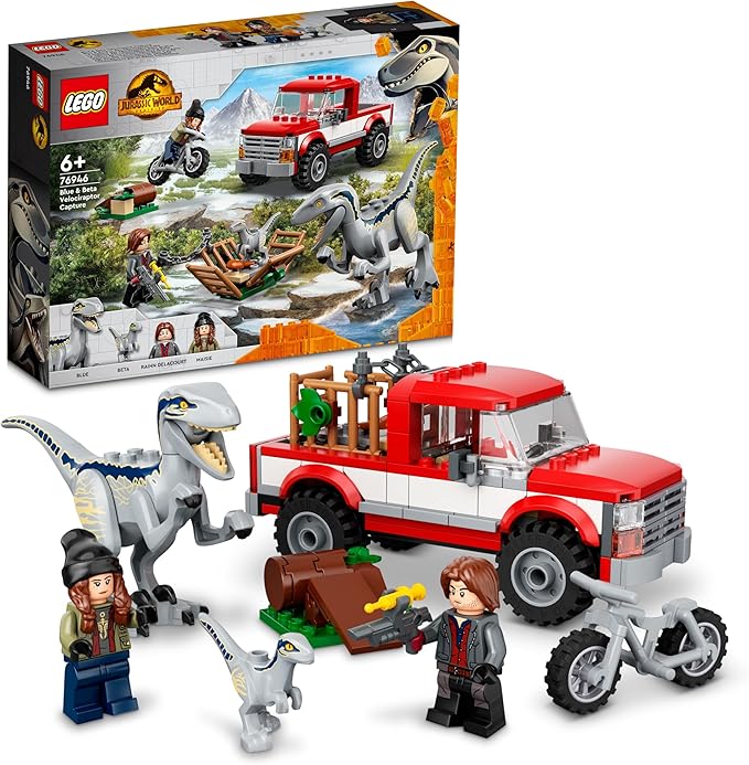 Lego Jurassic World Blue and Beta Velociraptor Capture 76946 - Features Truck, 2 Indoraptor Dinosaur Toys 6+ Years