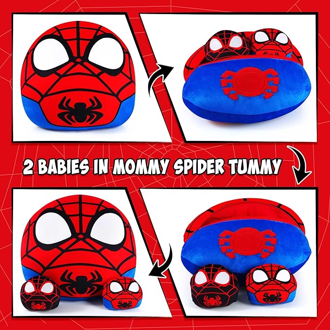 Hevano 3 in 1 Spider Plush Pillow, Super Soft Stuffed Animal Toys for Kids Adults 2 Babies