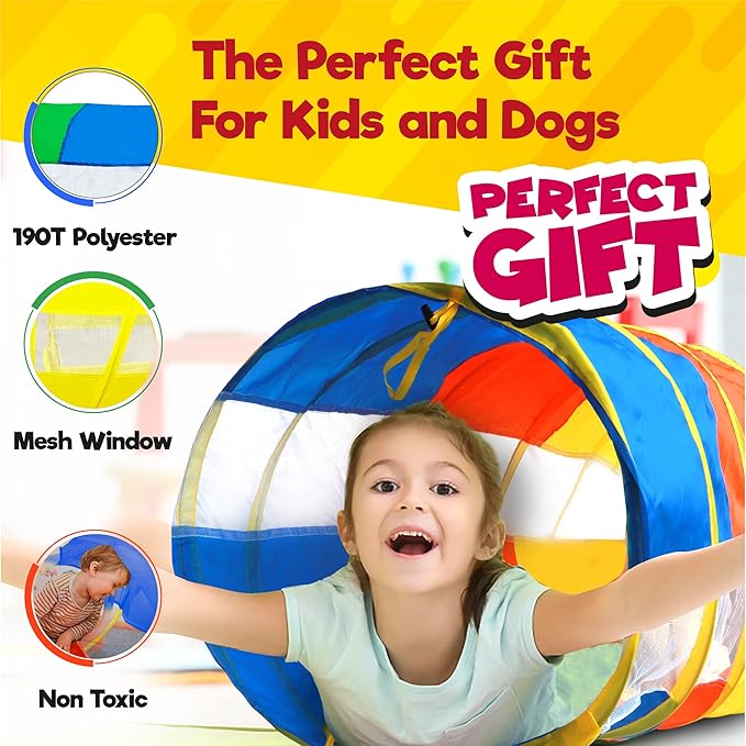 Hide N Side 2-Pack 6ft/12ft Crawl Through Play Tunnel Toy,