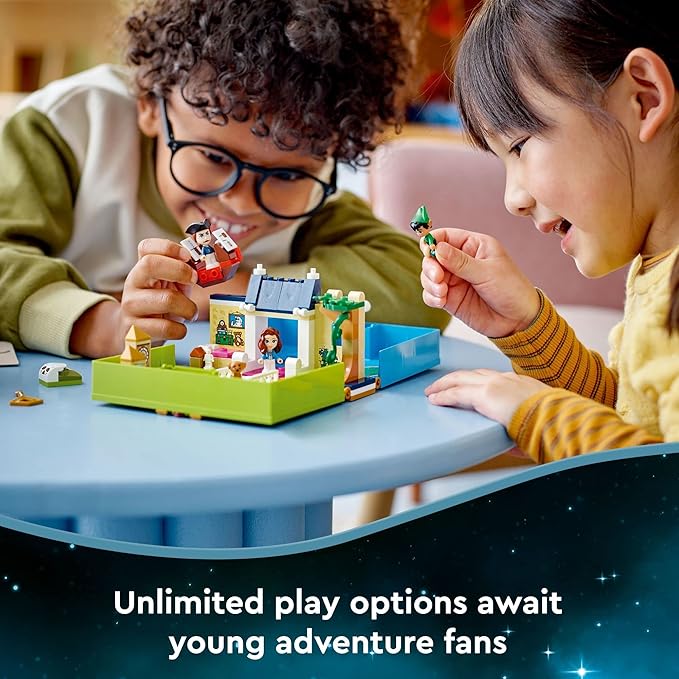 LEGO Disney Peter Pan & Wendy's Storybook Adventure 43220 Portable Playset with Micro Dolls and Pirate Ship, Travel Toy for Kids Ages 5 Plus