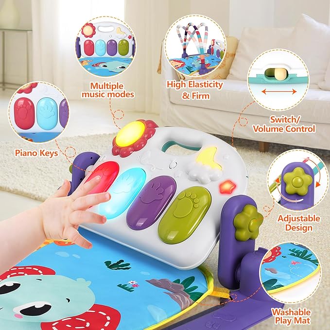 Baby Gym Play Mats Tummy Time Mat Musical Activity Center 0-3 6 9 12