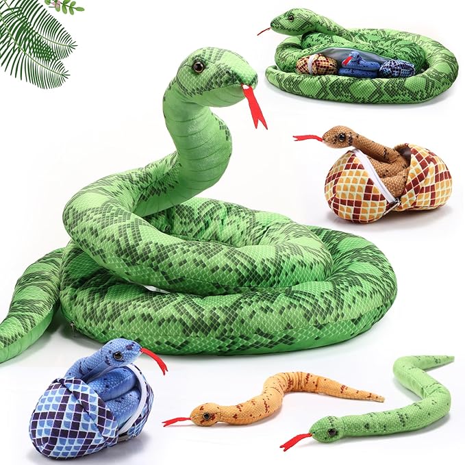 Hiboom 7 in 1 Snake Plush Toys 118 Inch Giant