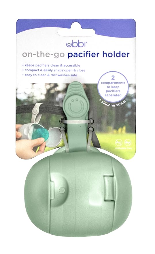 Ubbi On-The-Go Dual Pacifier Holder, Keep's Baby's Binkies Clean and Accessible