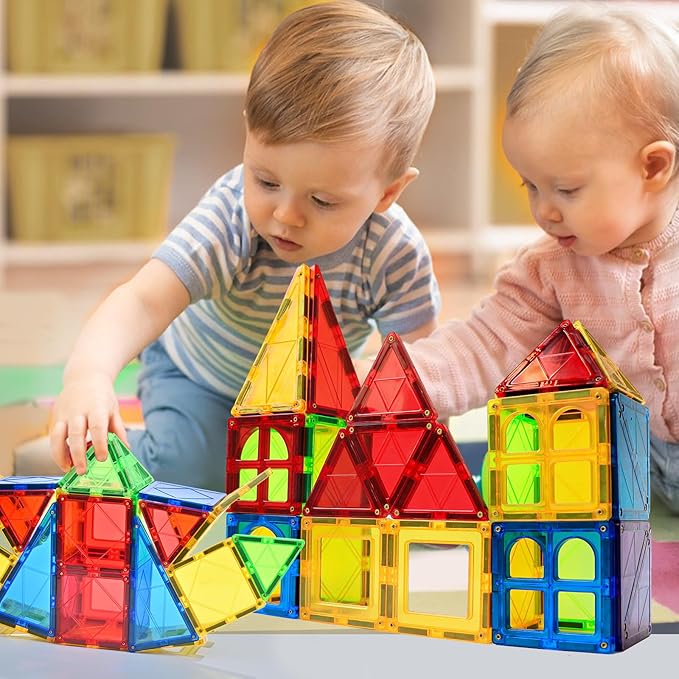 MAGBLOCK Magnetic Blocks - 32 Pcs Magnetic Tiles for Kids Ages 3-5 Magnet Blocks Tiles for Toddlers Magnetic Toys Educational Set