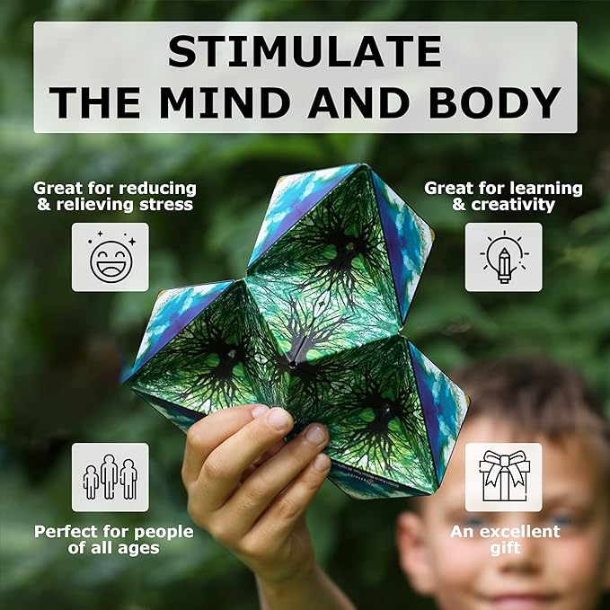 SHASHIBO Shape Shifting Box - Award-Winning, Patented Fidget Cube w/ 36 Rare Earth Magnets 70 Shapes,