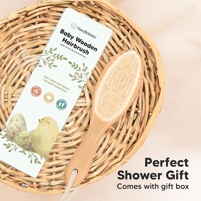 Baby Hair Brush - Baby Brush with Soft Goat Bristles, Cradle Cap Brush