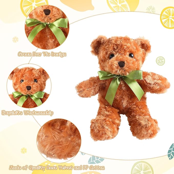 Hungdao 30 Pcs Bear Bulk Plush Stuffed Animals 10 Inch Cute Soft Plush Bears Toys with Ribbon Shaggy Bear for Boys Girls Birthday Baby Shower Decor DIY Gift, White