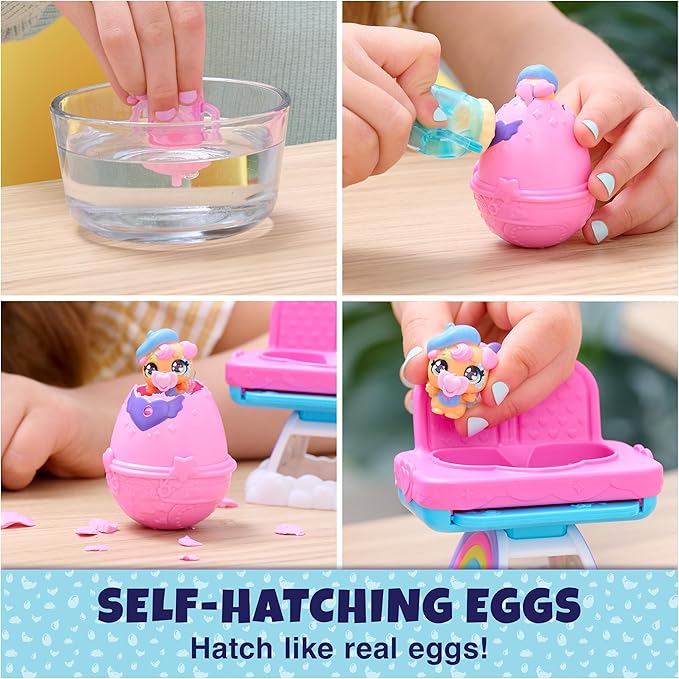 Hatchimals Alive, Hungry Hatchimals Playset with Highchair Toy and 2 Mini Figures in Self-Hatching Eggs 3 and