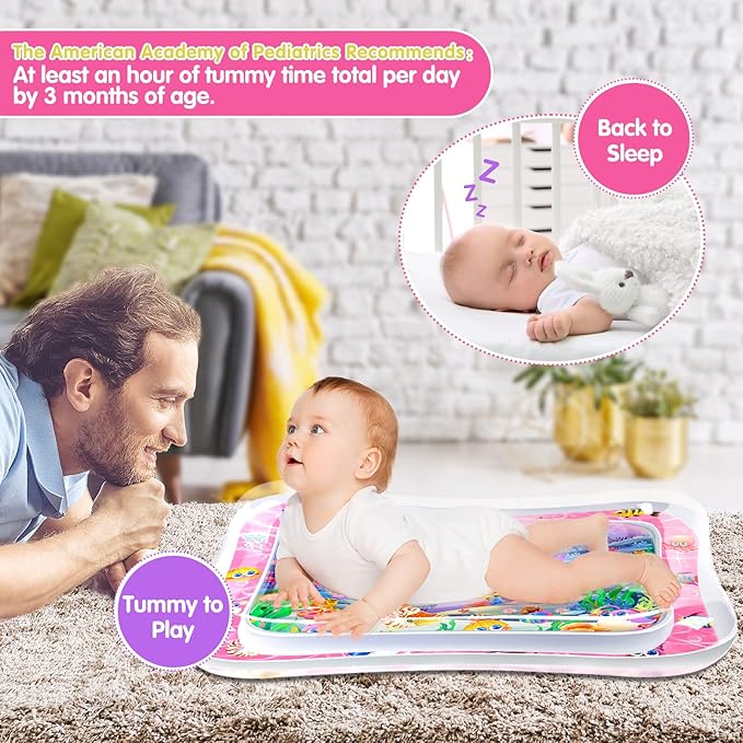 Infinno Tummy Time Mat Premium Baby Water Play Mat for Infants and Toddlers Baby Toys for 3 to 24 Months, Strengthen Your Baby's Muscles