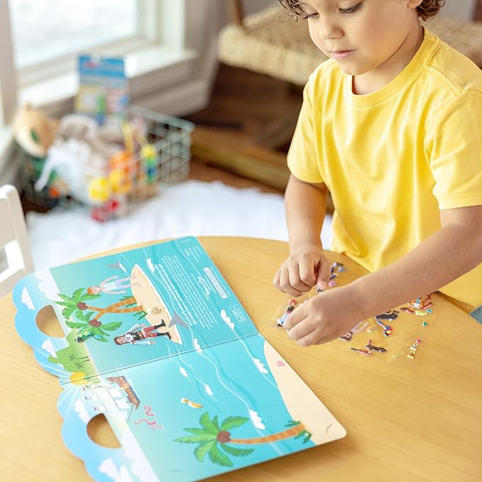Melissa & Doug Puffy Sticker Play Sets - Safari, Pirate, On the Farm - Reusable Dress Up Doll Stickers, Restickable Puffy Sticker Book For Kids Ages 4+