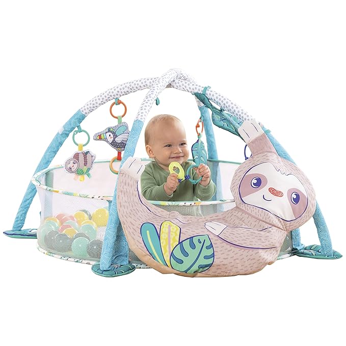 Infantino 4-in-1 Sloth Jumbo - Combination Baby Activity Gym and Ball Pit for Sensory Exploration and Motor Skill Development, for Newborns