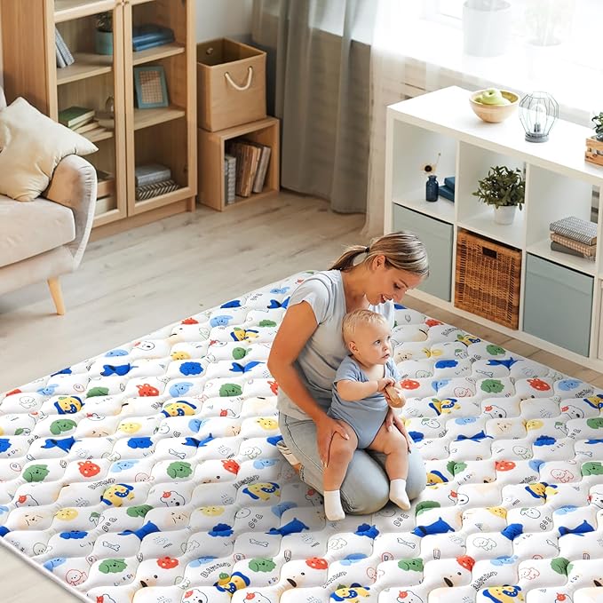 Premium Foam Baby Play Mat 79" X 71", Extra Large Activity Playmats for Babies