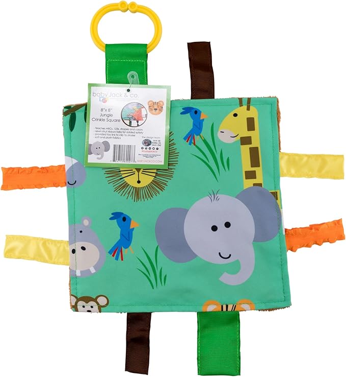 Baby Jack & Co 8x8??Jungle Lovey Tag Toys for Babies - Baby Crinkle Toys