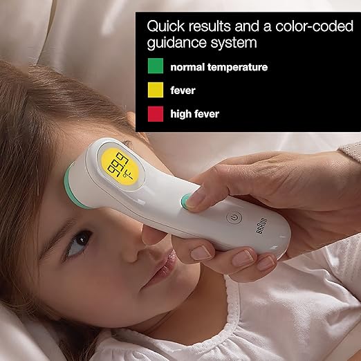 Braun Forehead Thermometer - Digital Thermometer with Professional Accuracy and Color Coded Temperature Guidance