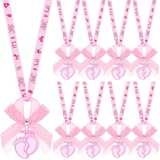 TrelaCo 60 Pcs Baby Feet Shower Pacifiers Necklace Acrylic Baby