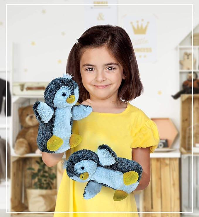 DolliBu Penguin Plush Hand Puppet for Kids - Soft Stuffed