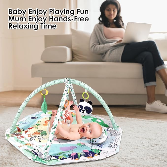 dearlomum 4-in-1 Tummy Time Mat,Baby Activity Play Mat 6 Infant 18 Ocean