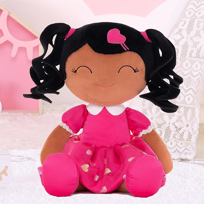 Gloveleya Baby Doll Gifts Plush Curly Girl Toys with Love 16" Rose