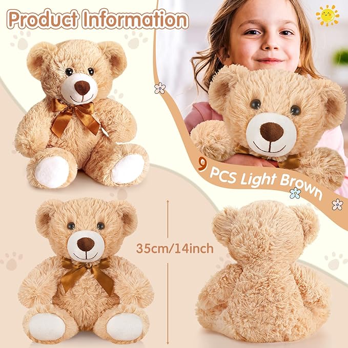 HyDren 36 Pieces 14 Inches Stuffed Bears Animals Plush Toys