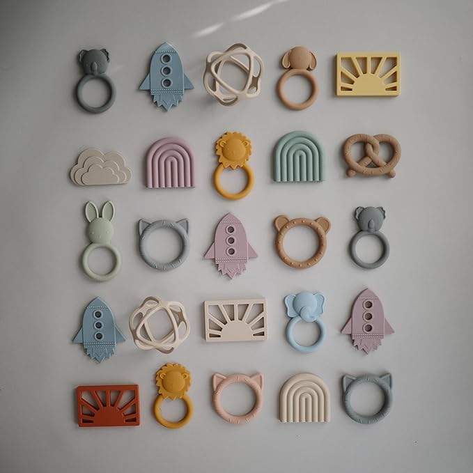 mushie Silicone Baby Teether Toy | Cat (Stone)