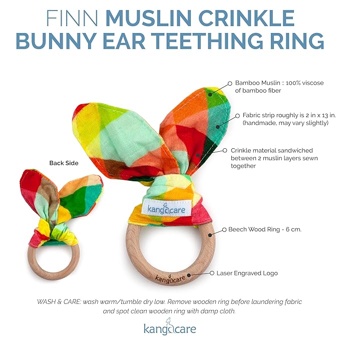 Kanga Care Baby Soft Muslin Sensory Crinkle Bunny Ear Wood