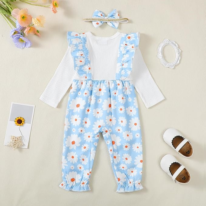 Newborn Baby Girls One Piece Romper Jumpsuit Cute Floral Print