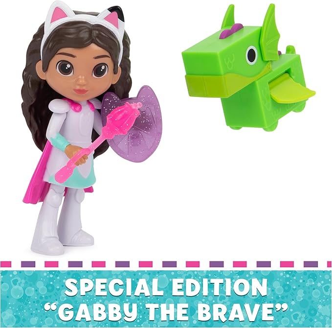 Gabby's Dollhouse, Knight Gabby Toy Figure Set with Surprise Toy and Mini Dragon Pal 3 and