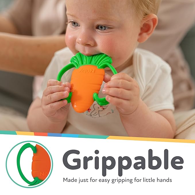 Nuby Veggie Teether for Teething Relief - Soft Baby Teething Toy 3+ Months