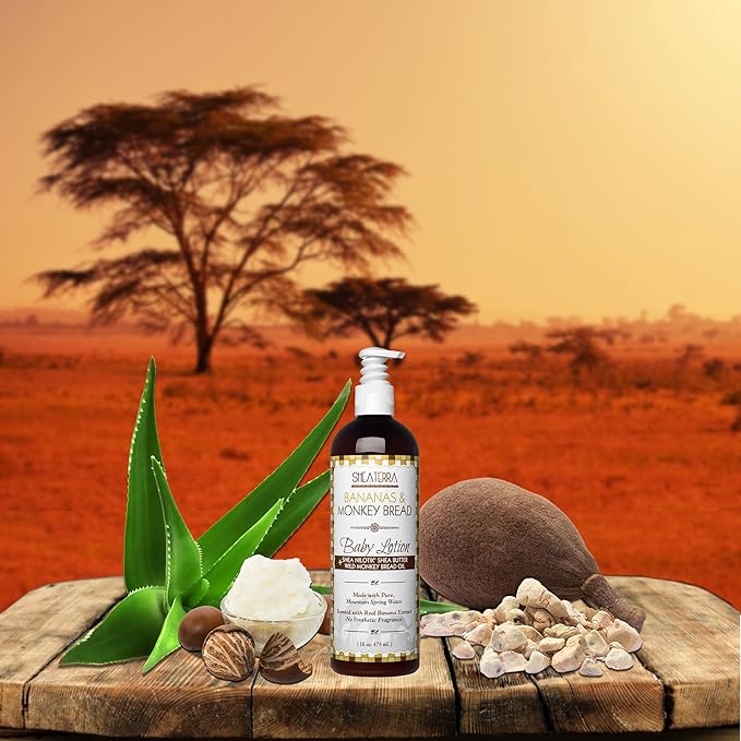 Shea Terra Organics Mama and Baby Collection | Bananas & Monkey Bread Baby Lotion 16oz