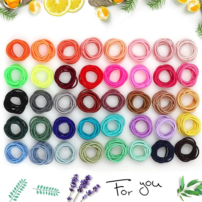400PCS Multicolor Hair Ties, No Crease Elastic Ponytail Holders 2CM Finger