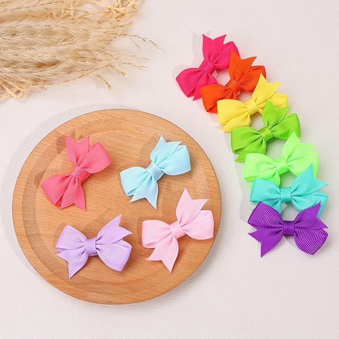 48PCS OAOLEER Fully Lined Hair Clips and Bows for Baby 24 Color D-48pcs)
